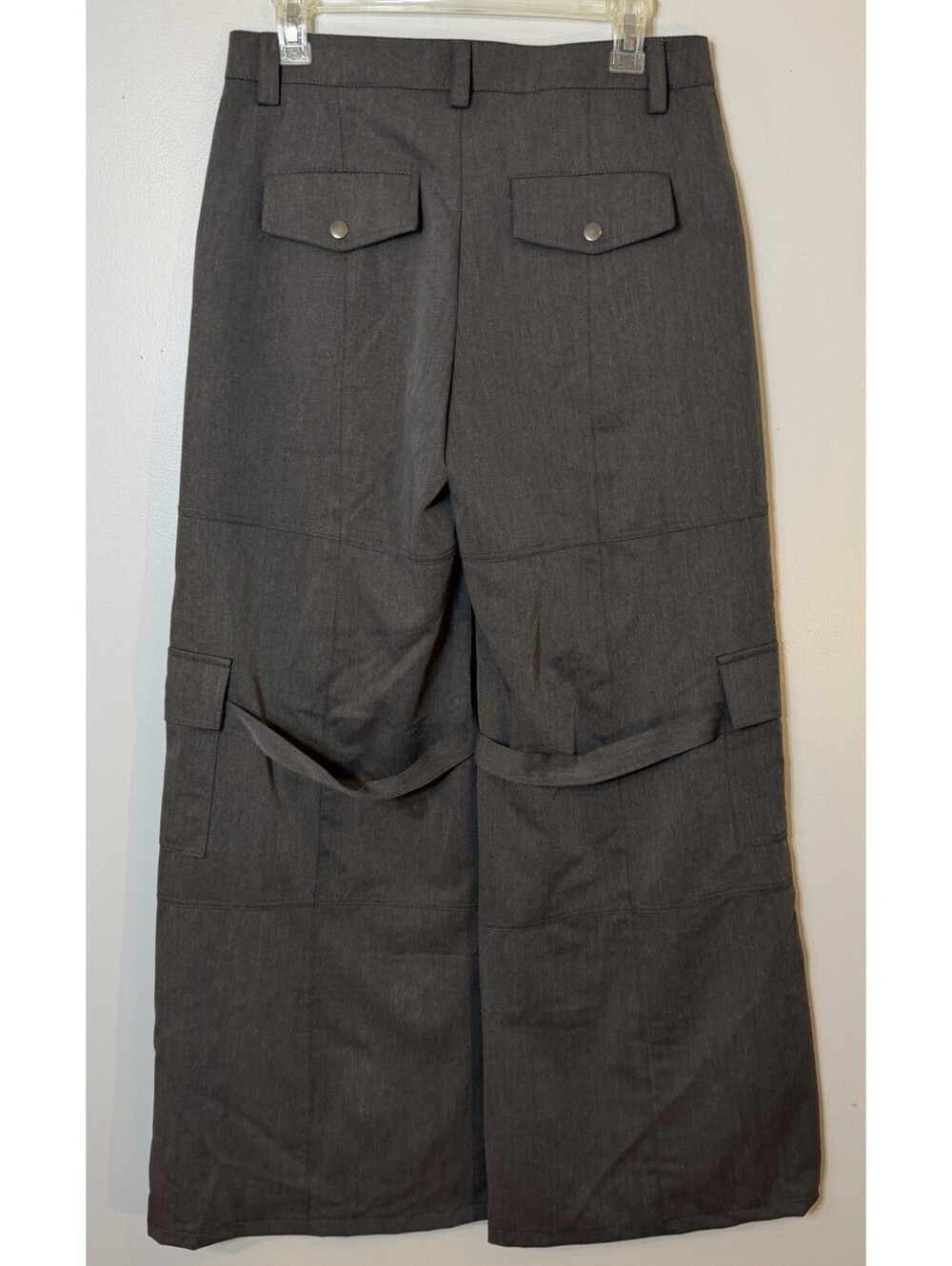Dolls Kill Grey Wide Leg Cargo Pants Straps Utility Multi Pocket New Goth Small